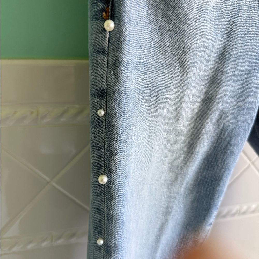 ZARA Pearl stripe distressed jeans